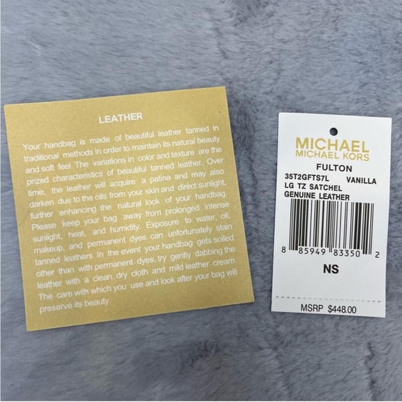 NWT Michael Kors Fulton Vanilla Leather Large Satchel - Picture 15 of 15